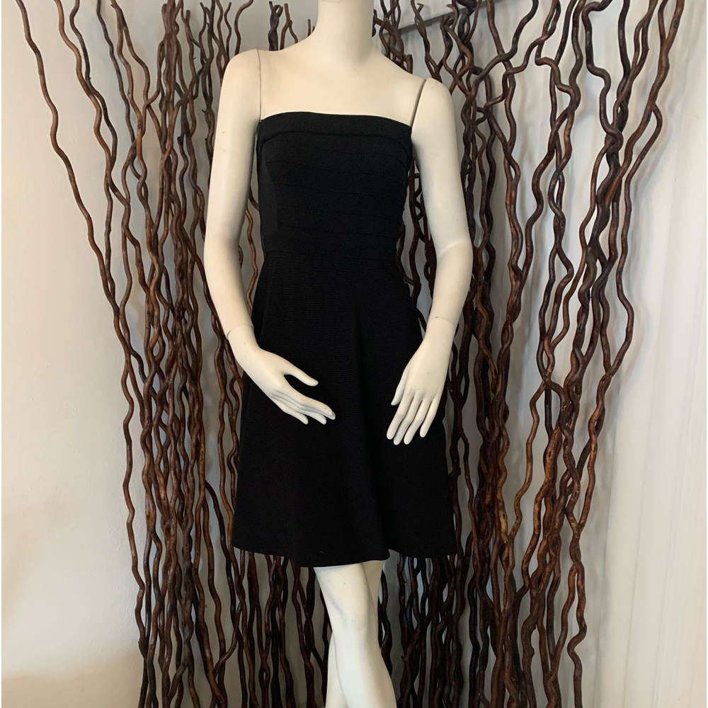 Rebecca Taylor Strapless Stunning Black Midi Dress